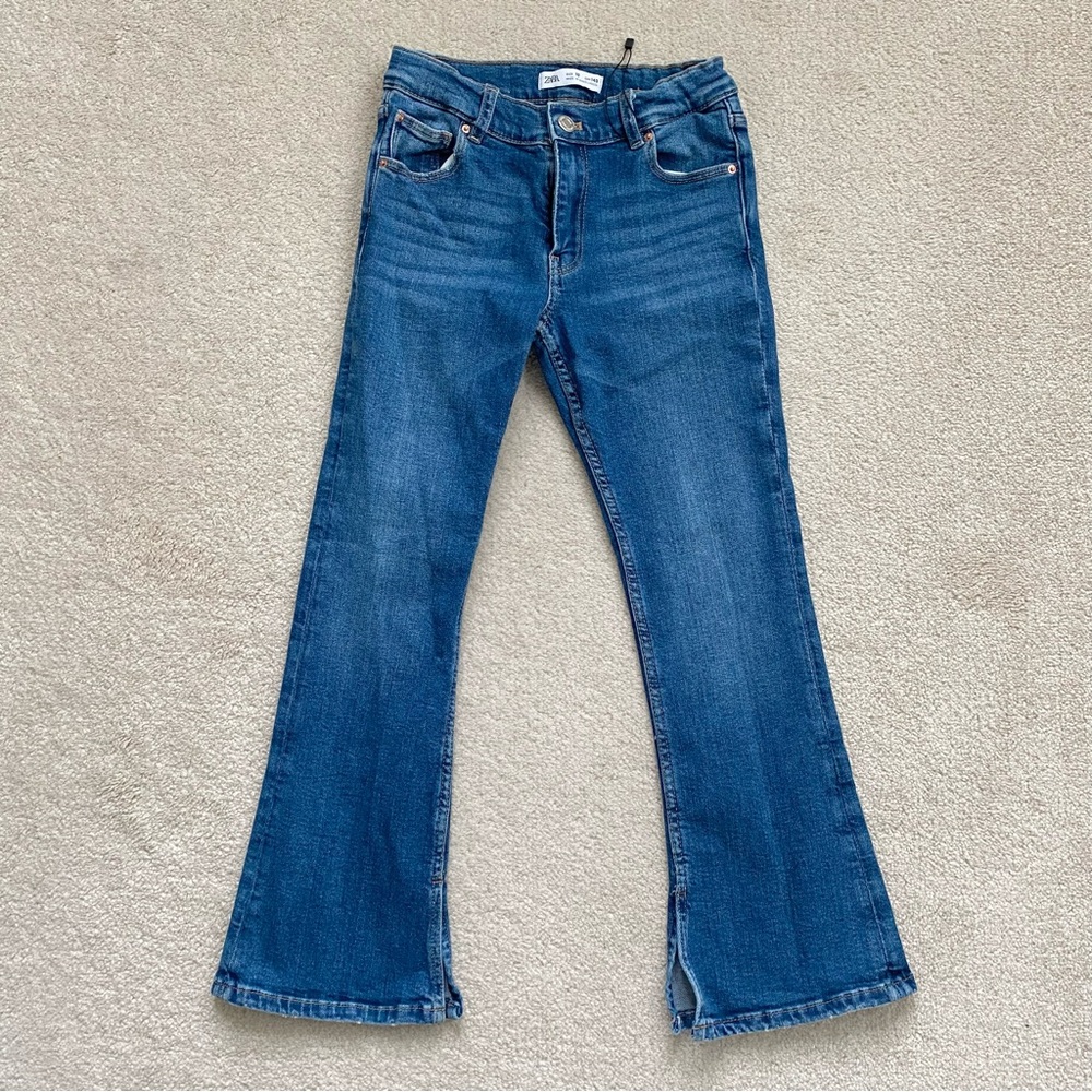 NEW Zara The Flare Split Hem Jeans, Sz 10